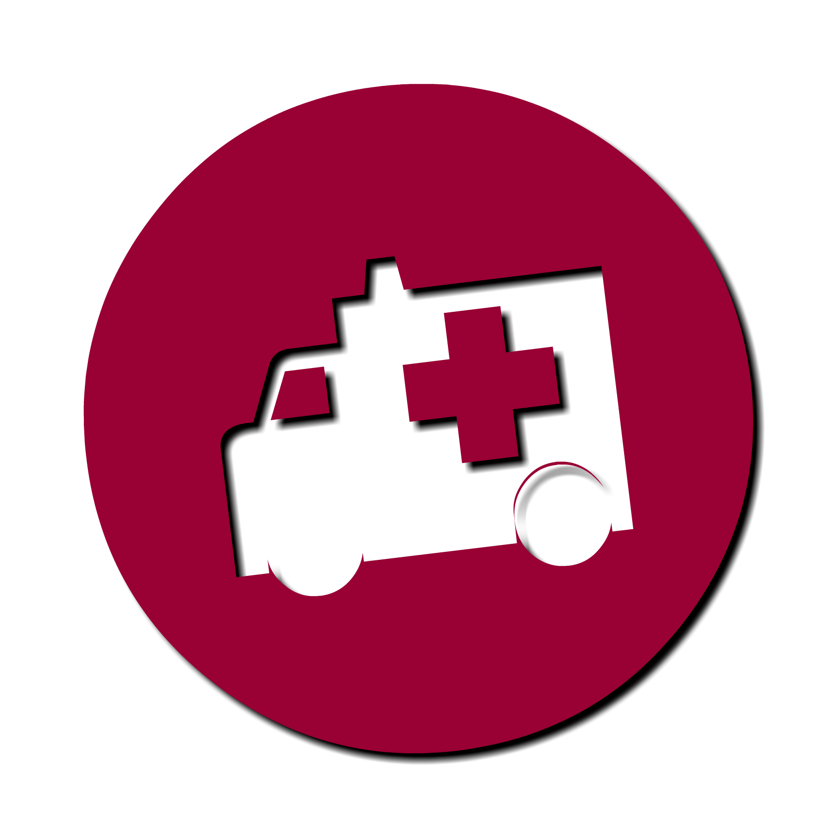 Ambulance logo with drop shadow in circle