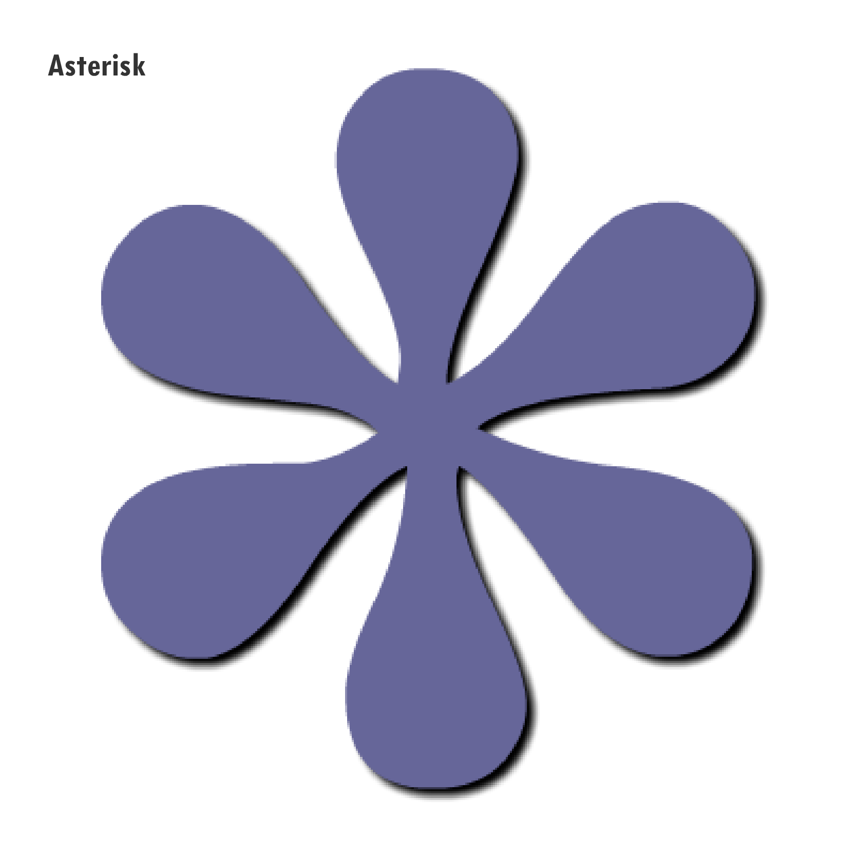 Asterisk symbol in purple color with drop shadow effect