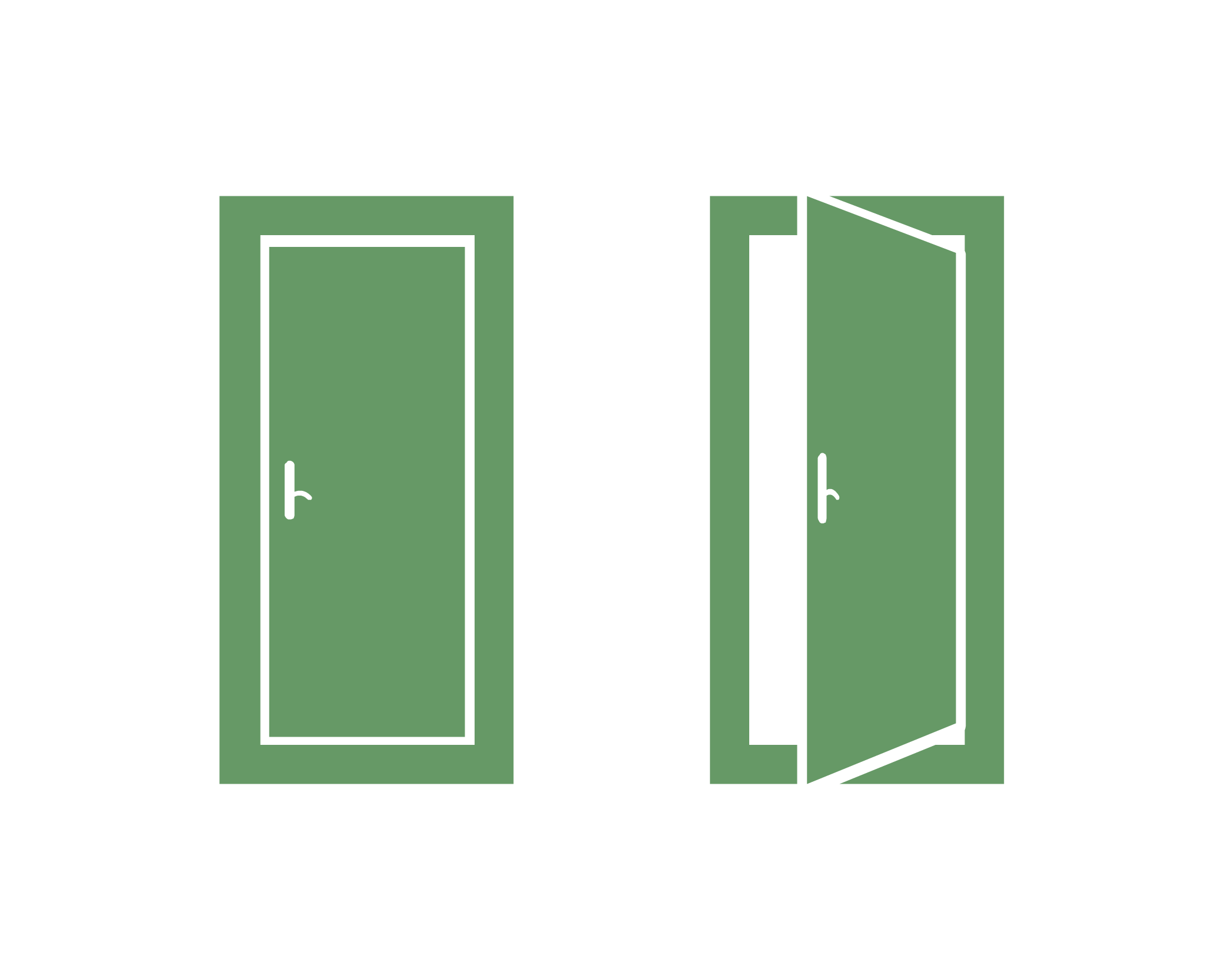 Closed and open door flat vector icon png image