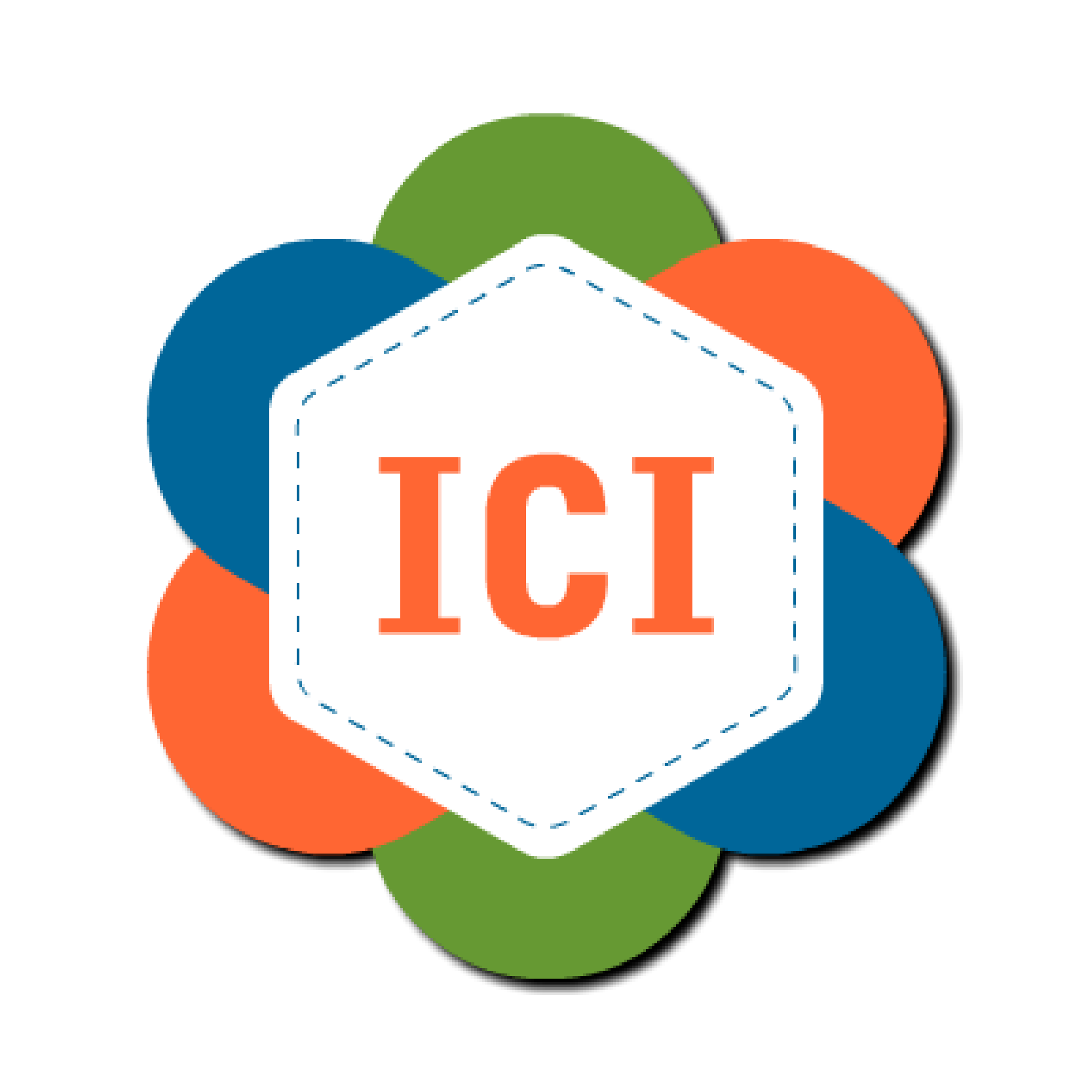 Flower style ICI logo with internal hexagon shape