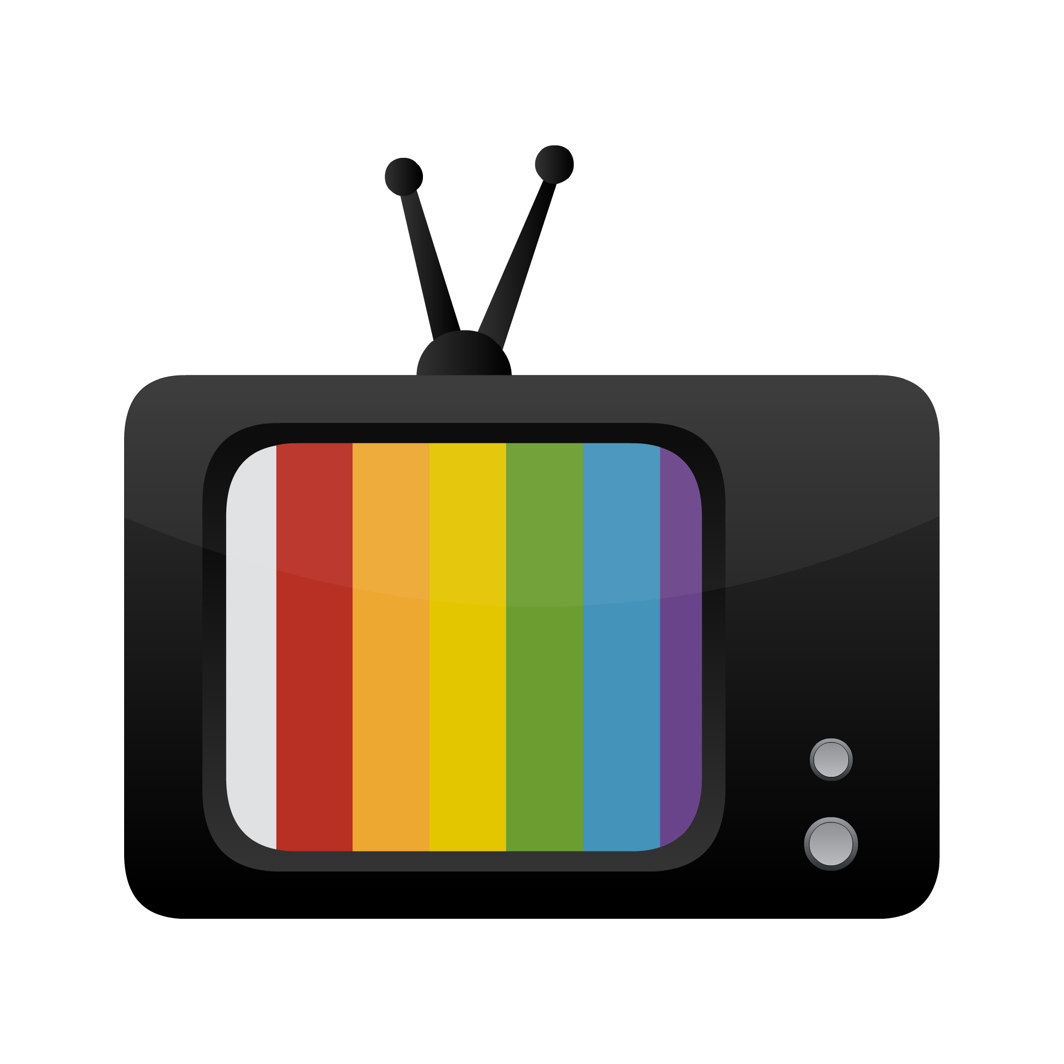 Vintage classic colour television with antenna vector stock png image