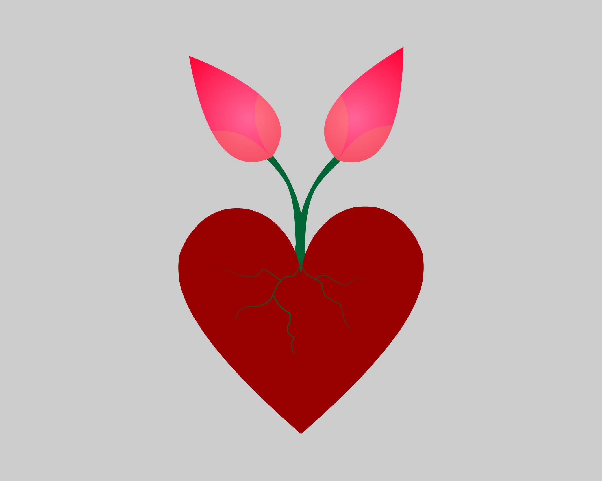Heart blossom and roots logo png image