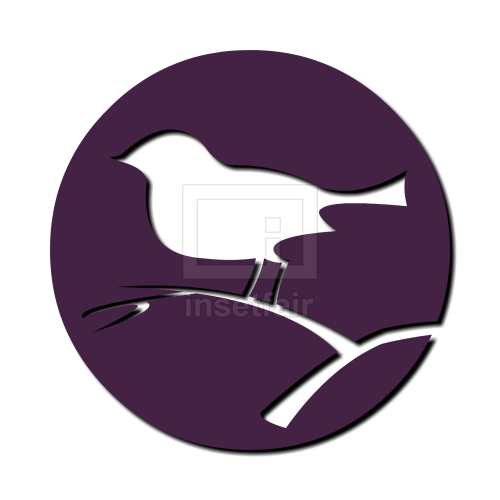 Sparrow shadow illustration logo in dark purple circle