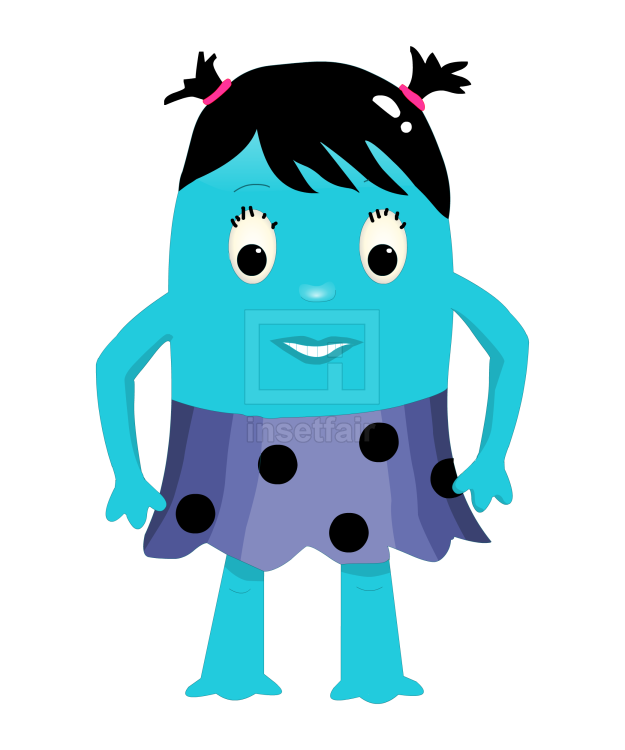 Modern stone age girl 2D cartoon character