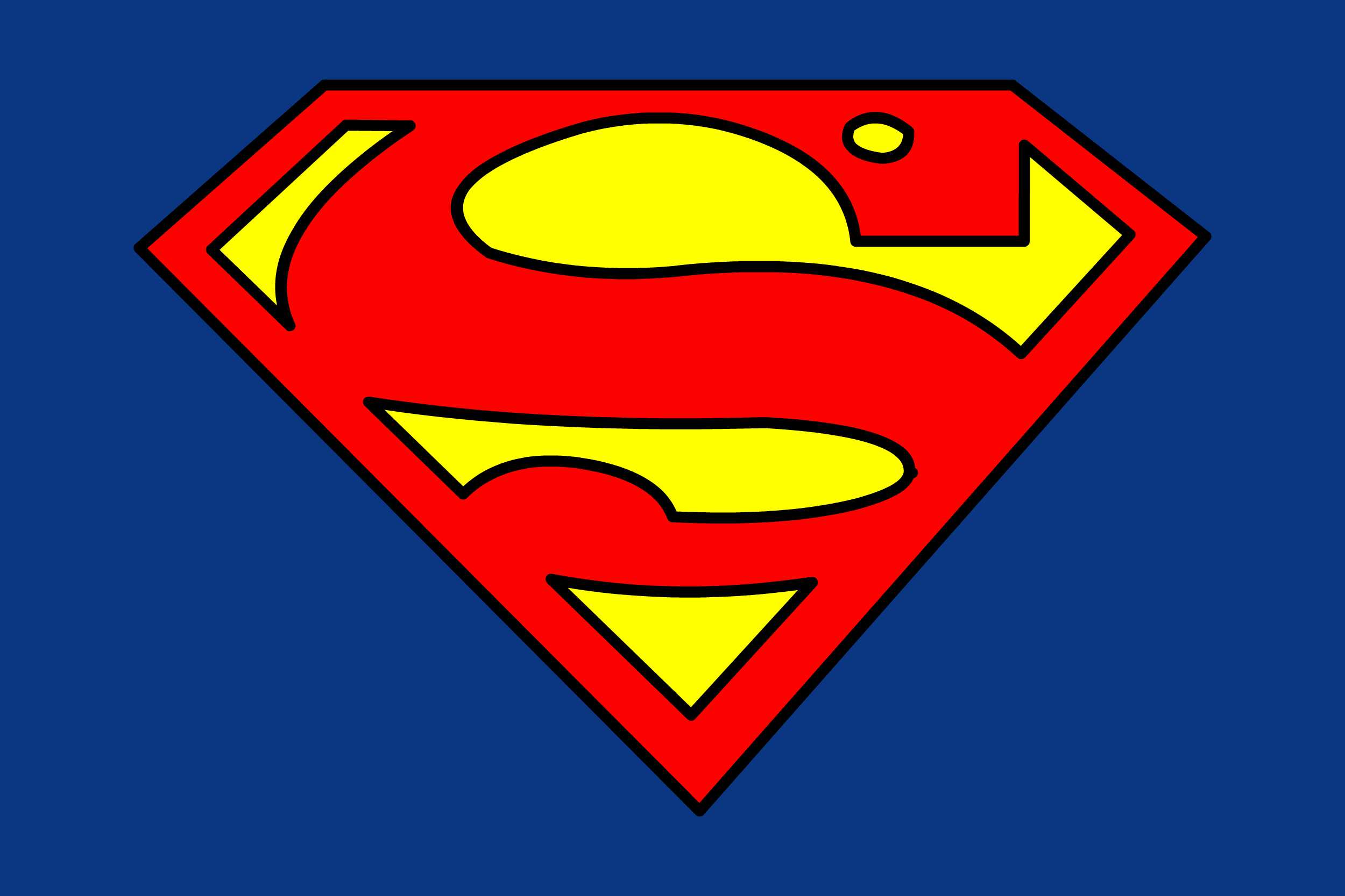 Super man logo isolated on blue background