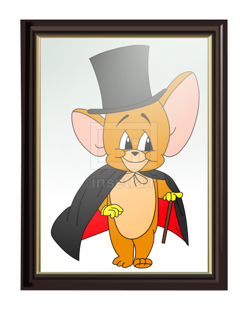 Jerry mouse with hat in a photo frame