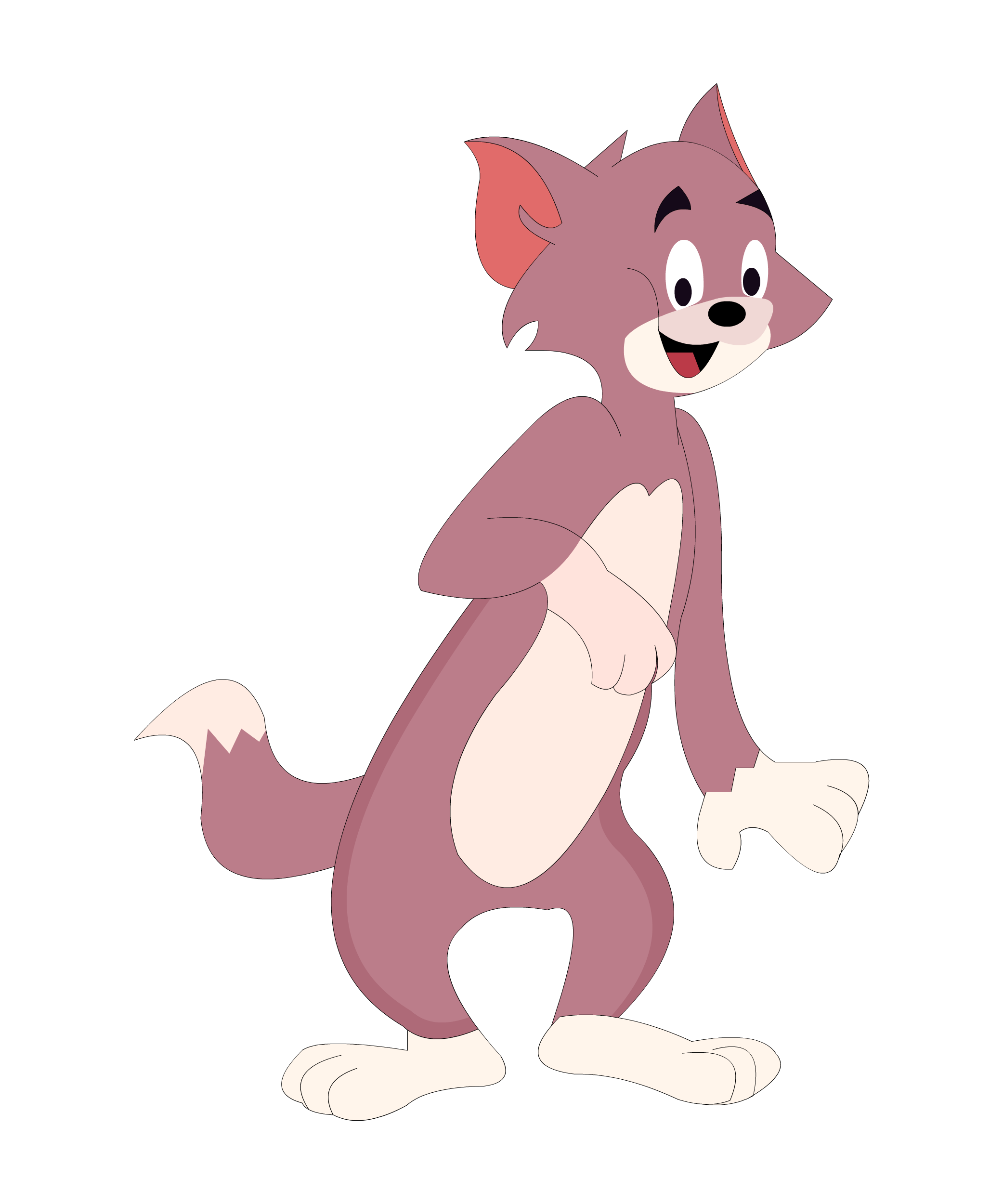 Pink tom cat 2D cartoon character